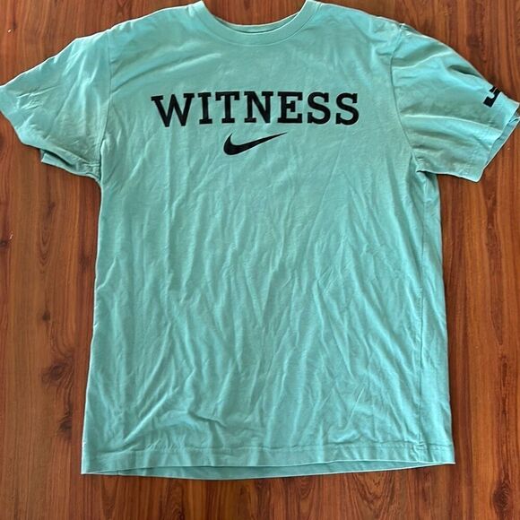 Nike Witness turquoise T-shirt size L dri-fit - Picture 1 of 4